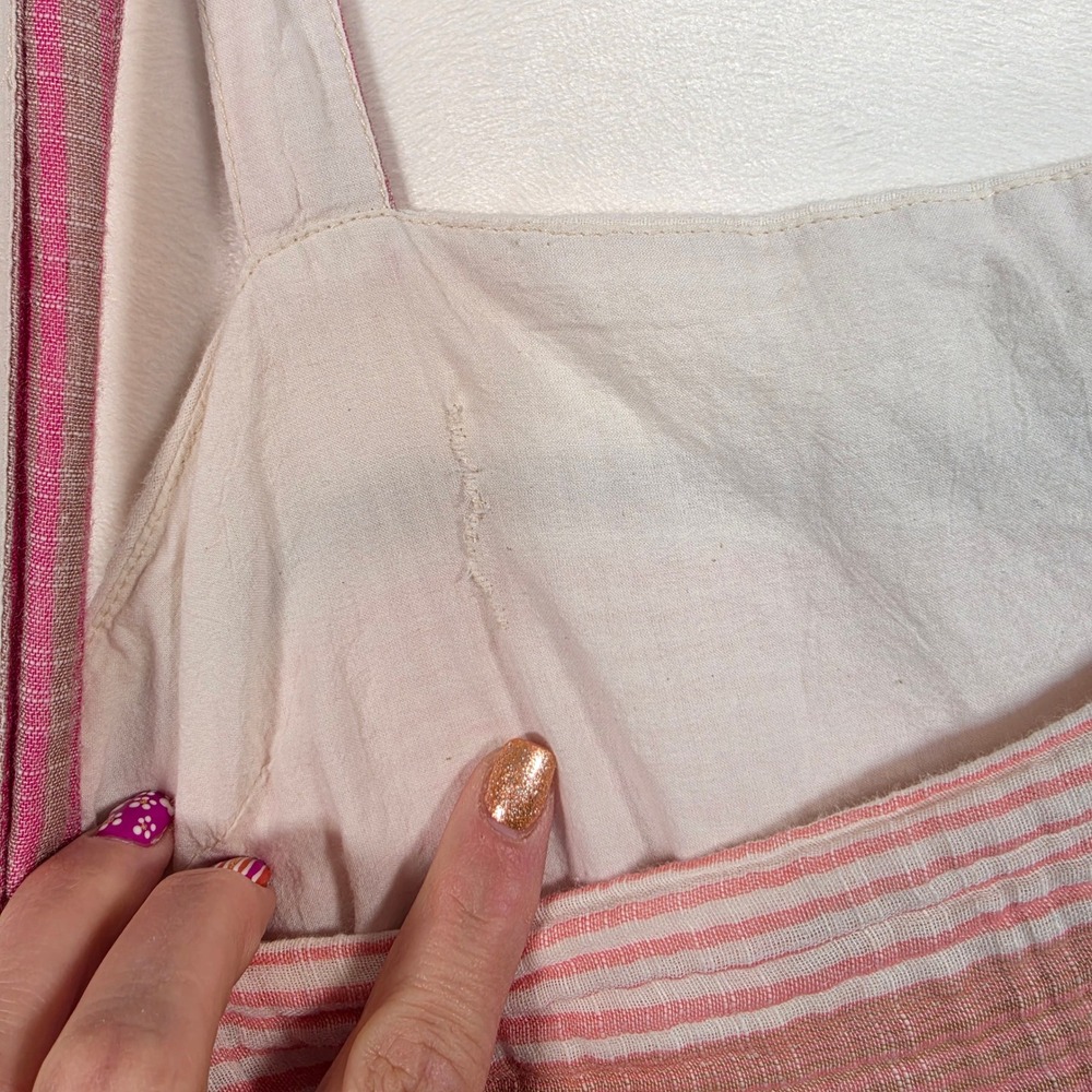 Faherty Sarah Tiered Maxi Dress Womens M Pink Coastal Boho Festival Oia Stripe - Picture 7 of 16